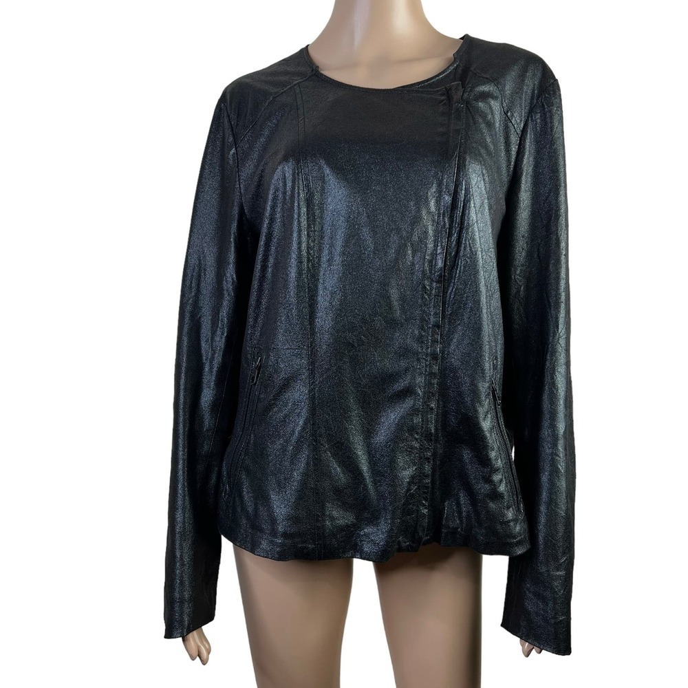Gap Women’s motorcycle Jacket Black Leather Size XL - Picture 2 of 10